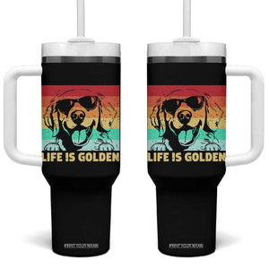 Golden Retriever Dog Tumbler With Handle Life is Golden Retro Vintage TS10 One Size: 40 oz Black Print Your Wear