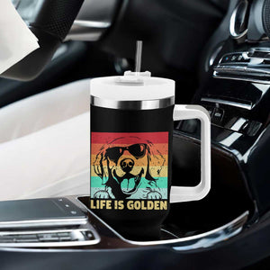 Golden Retriever Dog Tumbler With Handle Life is Golden Retro Vintage TS10 Print Your Wear