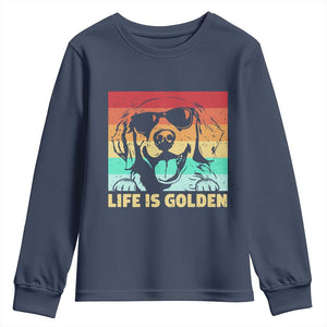 Golden Retriever Dog Youth Sweatshirt Life is Golden Retro Vintage TS10 Navy Print Your Wear