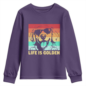 Golden Retriever Dog Youth Sweatshirt Life is Golden Retro Vintage TS10 Purple Print Your Wear