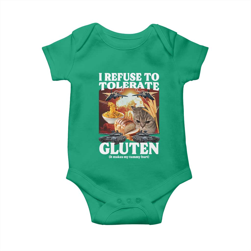 Gluten Intolerance Cat Meme Baby Onesie I Refuse To Tolerate Gluten TS10 Irish Green Print Your Wear