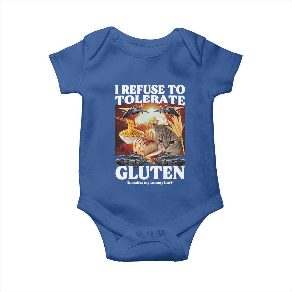 Gluten Intolerance Cat Meme Baby Onesie I Refuse To Tolerate Gluten TS10 Royal Blue Print Your Wear