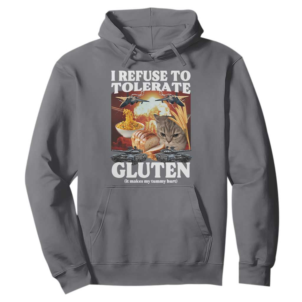 Gluten Intolerance Cat Meme Hoodie I Refuse To Tolerate Gluten TS10 Charcoal Print Your Wear