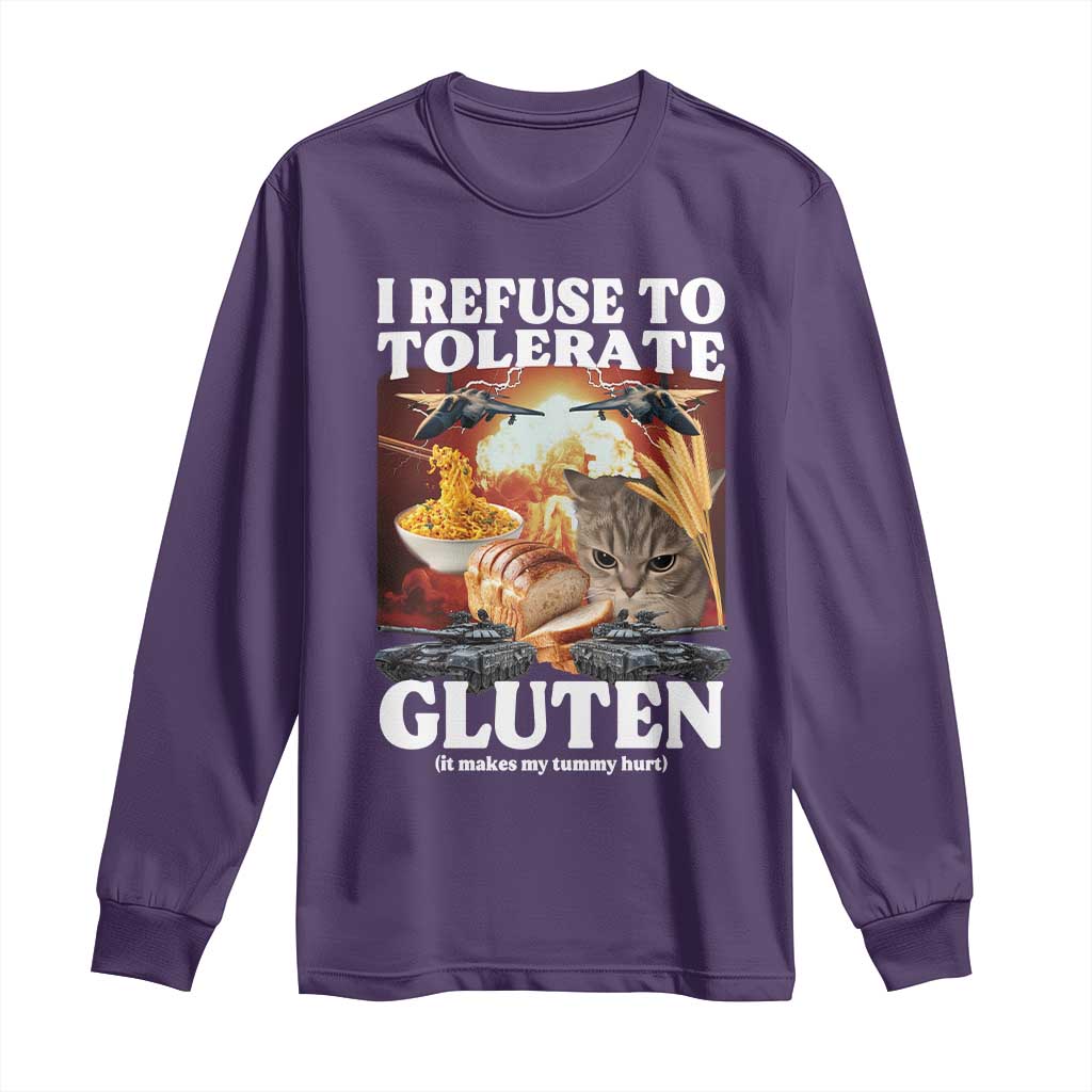 Gluten Intolerance Cat Meme Long Sleeve Shirt I Refuse To Tolerate Gluten TS10 Purple Print Your Wear