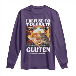 Gluten Intolerance Cat Meme Long Sleeve Shirt I Refuse To Tolerate Gluten TS10 Purple Print Your Wear