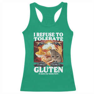 Gluten Intolerance Cat Meme Racerback Tank Top I Refuse To Tolerate Gluten TS10 Irish Green Print Your Wear