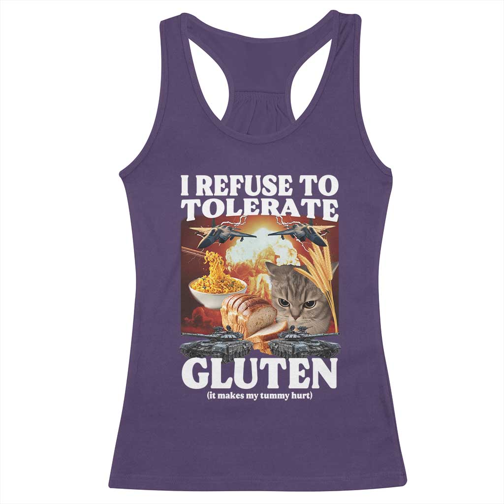 Gluten Intolerance Cat Meme Racerback Tank Top I Refuse To Tolerate Gluten TS10 Purple Print Your Wear