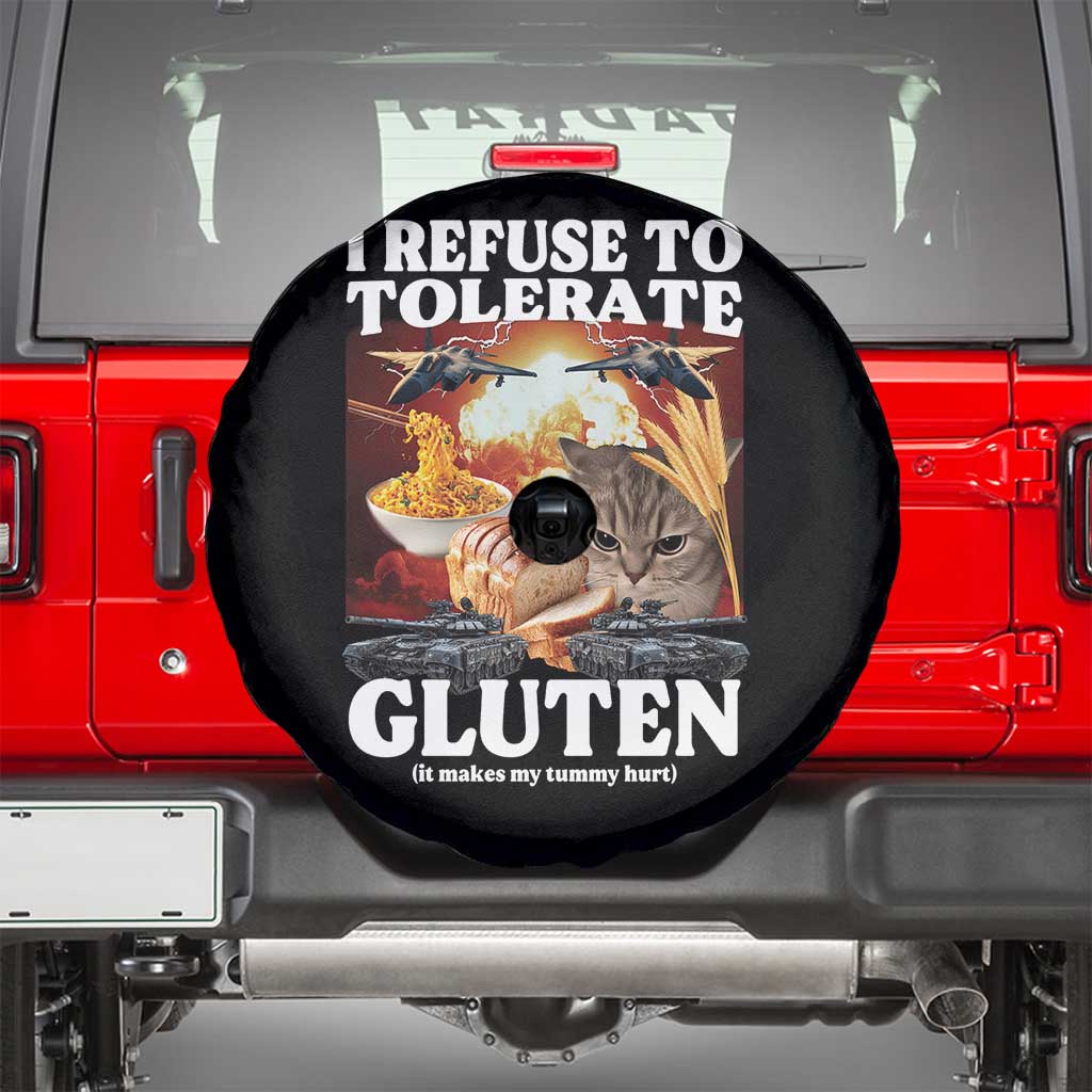 Gluten Intolerance Cat Meme Spare Tire Cover I Refuse To Tolerate Gluten TS10 Black Print Your Wear