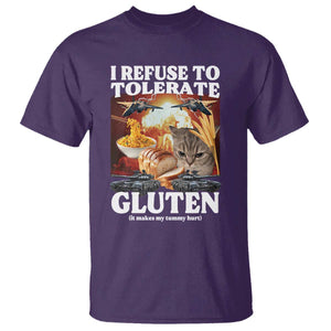 Gluten Intolerance Cat Meme T Shirt I Refuse To Tolerate Gluten TS10 Purple Print Your Wear