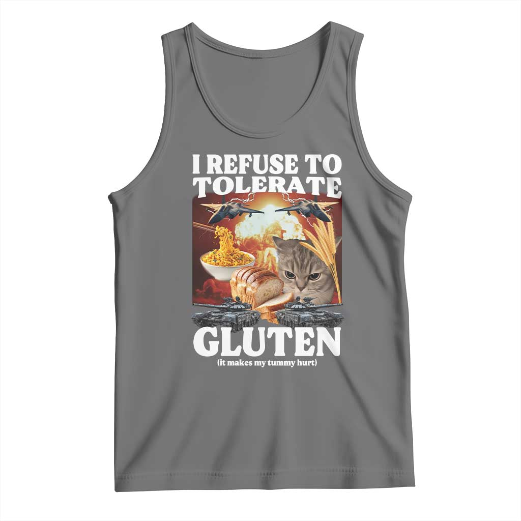 Gluten Intolerance Cat Meme Tank Top I Refuse To Tolerate Gluten TS10 Black Heather Print Your Wear