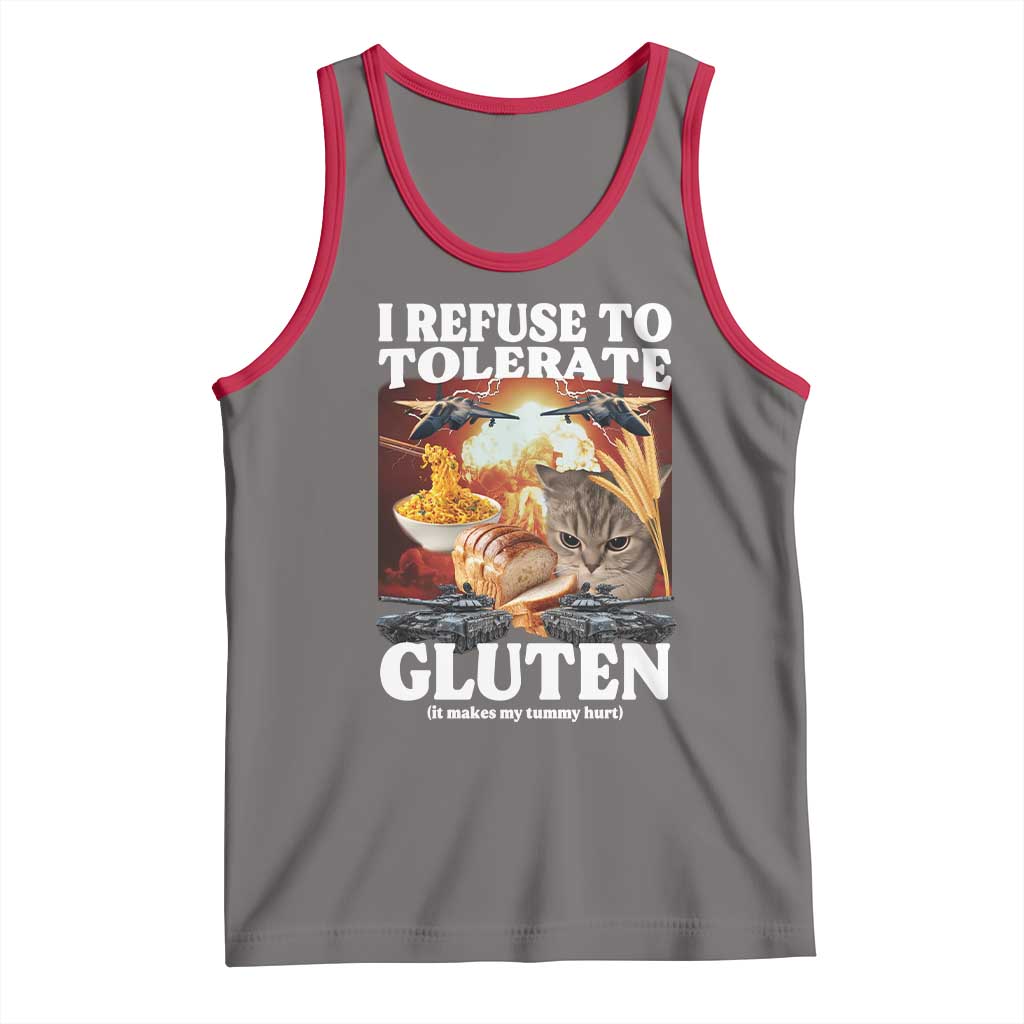 Gluten Intolerance Cat Meme Tank Top I Refuse To Tolerate Gluten TS10 Deep Heather Red Print Your Wear