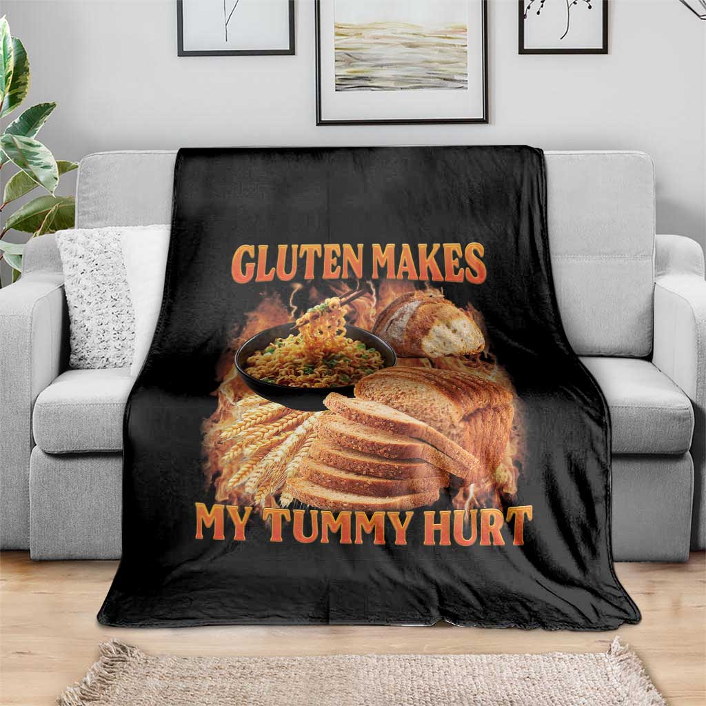 Funny Gluten Free Throw Blanket Gluten Makes My Tummy Hurt Vintage Bootleg Graphic TS10 Print Your Wear