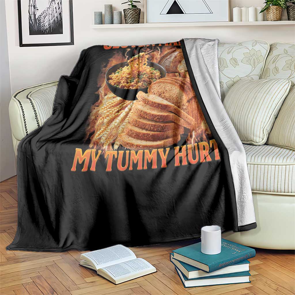 Funny Gluten Free Throw Blanket Gluten Makes My Tummy Hurt Vintage Bootleg Graphic TS10 Print Your Wear