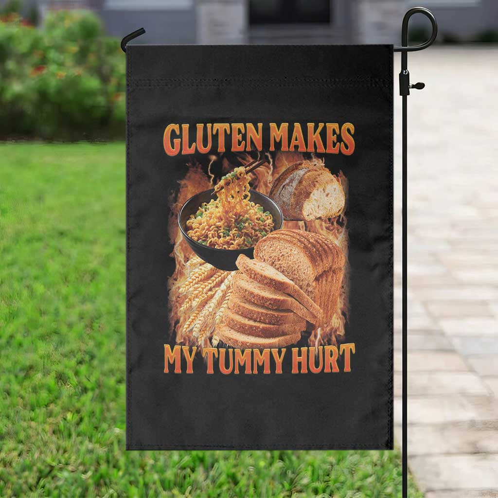 Funny Gluten Free Garden Flag Gluten Makes My Tummy Hurt Vintage Bootleg Graphic TS10 Print Your Wear