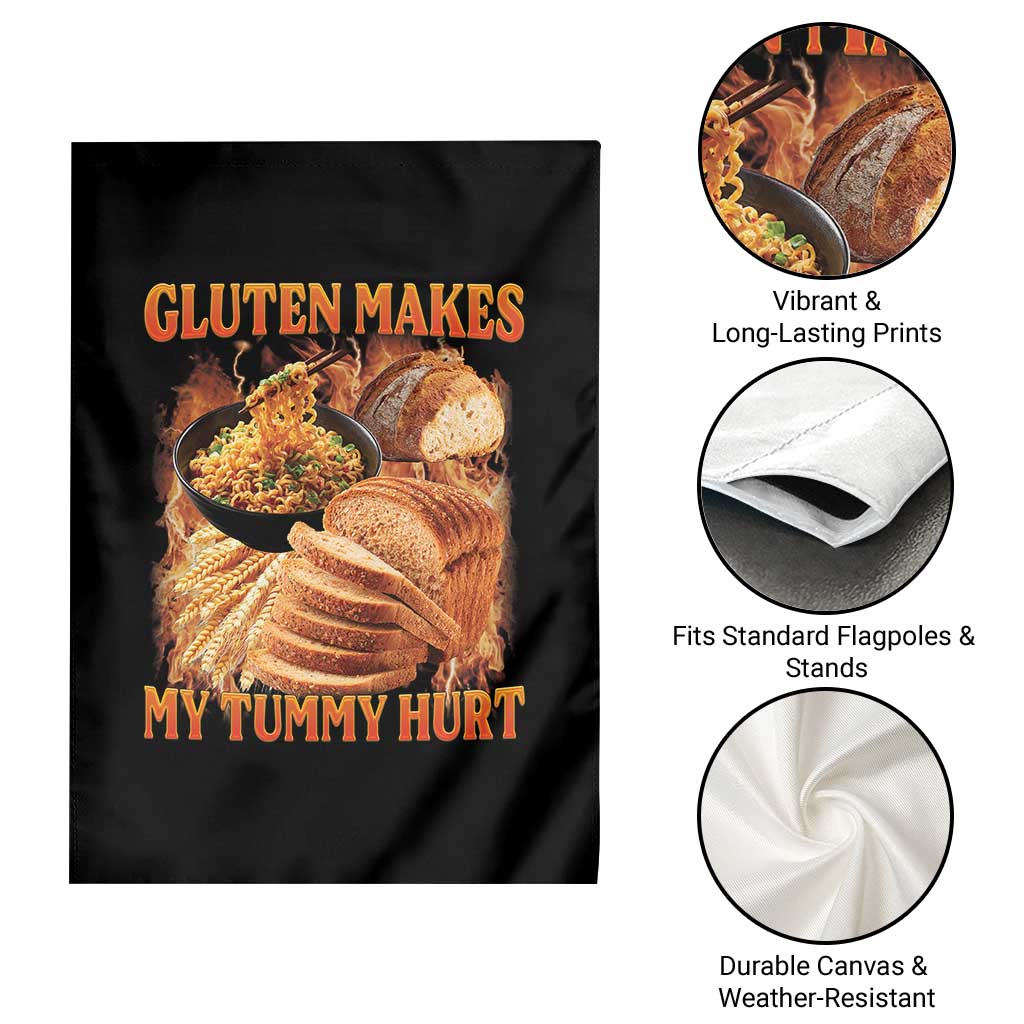 Funny Gluten Free Garden Flag Gluten Makes My Tummy Hurt Vintage Bootleg Graphic TS10 Print Your Wear