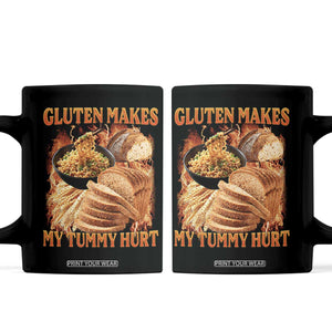 Funny Gluten Free Coffee Mug Gluten Makes My Tummy Hurt Vintage Bootleg Graphic TS10 Black Print Your Wear