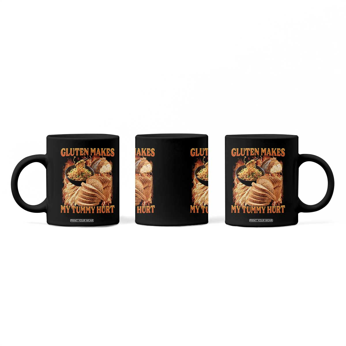 Funny Gluten Free Coffee Mug Gluten Makes My Tummy Hurt Vintage Bootleg Graphic TS10 Print Your Wear
