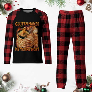 Funny Gluten Free Plaid Pajama Set Gluten Makes My Tummy Hurt Vintage Bootleg Graphic TS10 Buffalo Plaid Print Your Wear