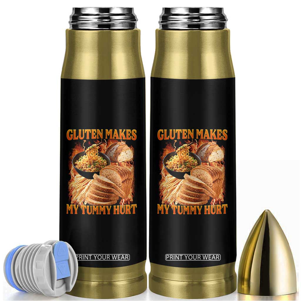 Funny Gluten Free Bullet Tumbler Gluten Makes My Tummy Hurt Vintage Bootleg Graphic TS10 Black Print Your Wear