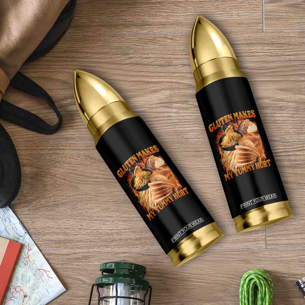 Funny Gluten Free Bullet Tumbler Gluten Makes My Tummy Hurt Vintage Bootleg Graphic TS10 Print Your Wear