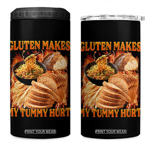 Funny Gluten Free 4 in 1 Can Cooler Tumbler Gluten Makes My Tummy Hurt Vintage Bootleg Graphic TS10 One Size: 16 oz Black Print Your Wear