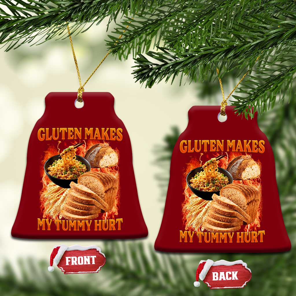 Funny Gluten Free Ceramic Ornament Gluten Makes My Tummy Hurt Vintage Bootleg Graphic TS10 Print Your Wear