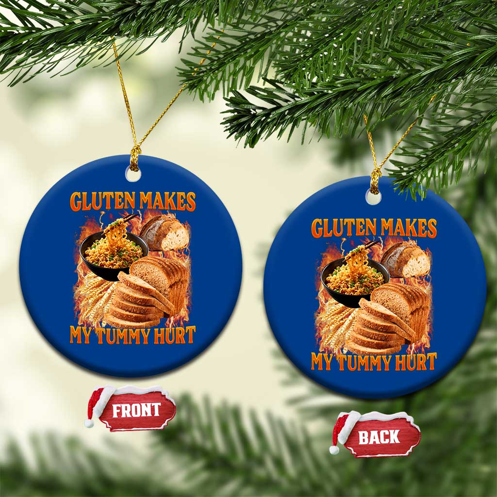 Funny Gluten Free Ceramic Ornament Gluten Makes My Tummy Hurt Vintage Bootleg Graphic TS10 1pc Blue Print Your Wear