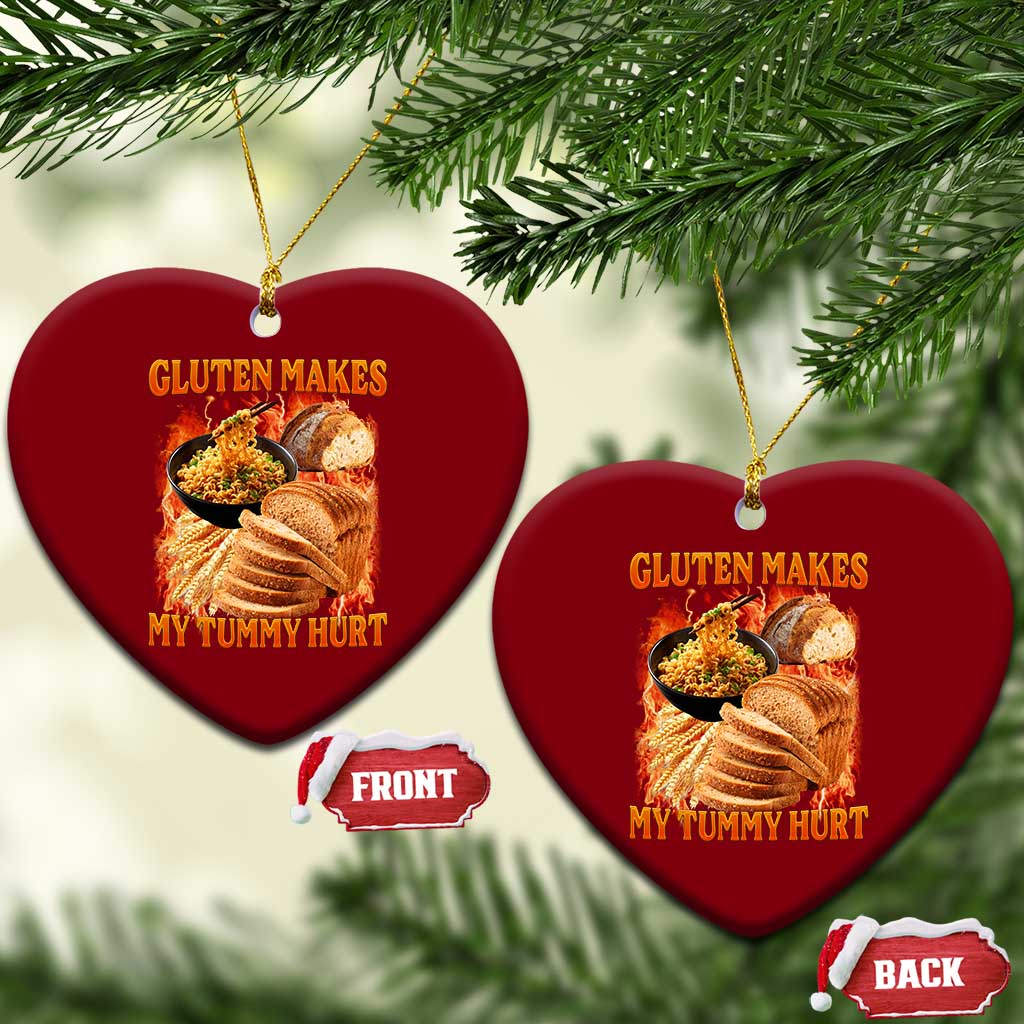 Funny Gluten Free Ceramic Ornament Gluten Makes My Tummy Hurt Vintage Bootleg Graphic TS10 Print Your Wear