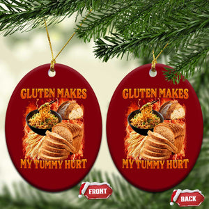 Funny Gluten Free Ceramic Ornament Gluten Makes My Tummy Hurt Vintage Bootleg Graphic TS10 Print Your Wear