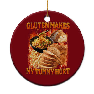 Funny Gluten Free Ceramic Ornament Gluten Makes My Tummy Hurt Vintage Bootleg Graphic TS10 1pc Red Print Your Wear
