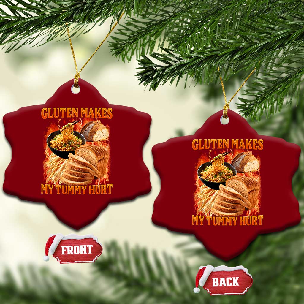 Funny Gluten Free Ceramic Ornament Gluten Makes My Tummy Hurt Vintage Bootleg Graphic TS10 Print Your Wear
