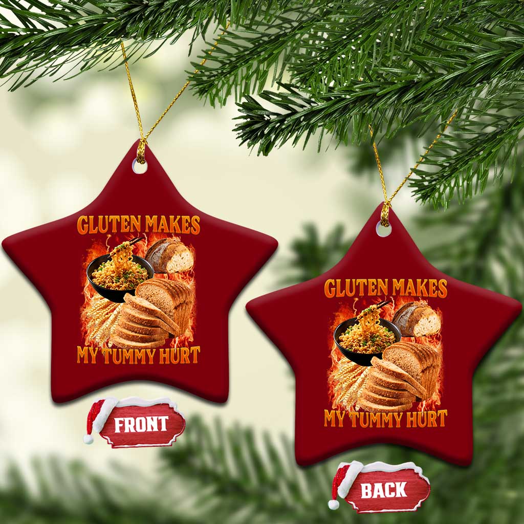 Funny Gluten Free Ceramic Ornament Gluten Makes My Tummy Hurt Vintage Bootleg Graphic TS10 Print Your Wear