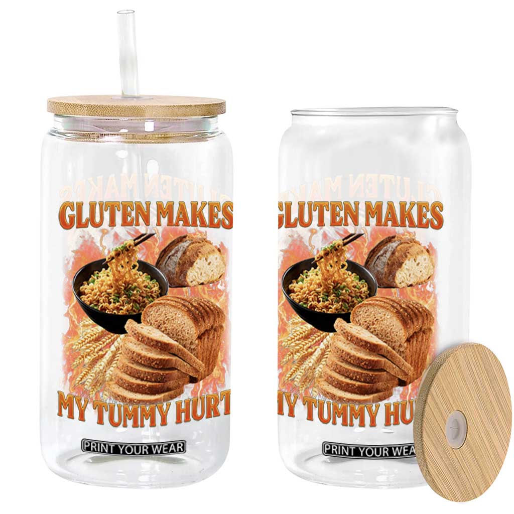 Funny Gluten Free Glass Can Gluten Makes My Tummy Hurt Vintage Bootleg Graphic TS10 Print Your Wear