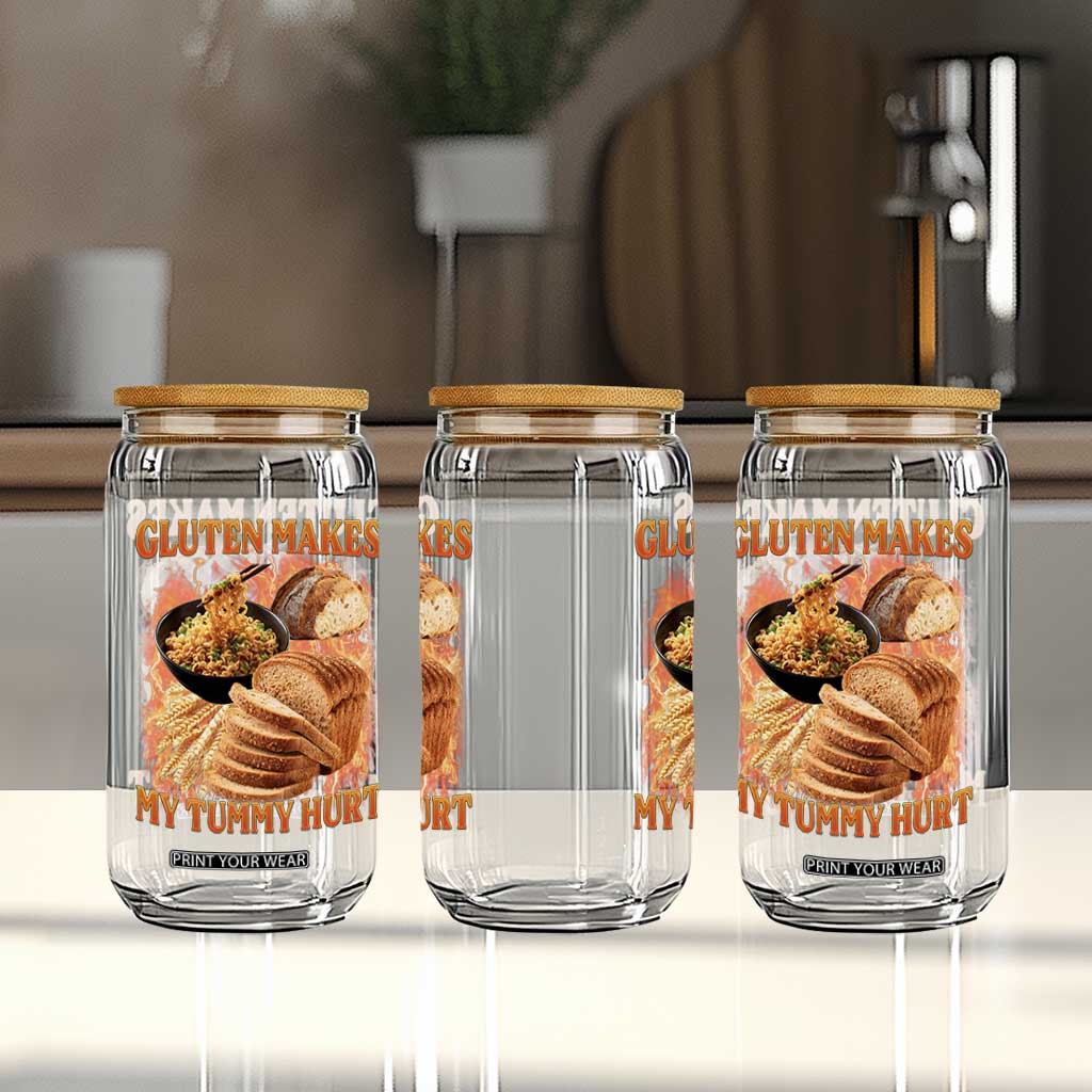 Funny Gluten Free Glass Can Gluten Makes My Tummy Hurt Vintage Bootleg Graphic TS10 Print Your Wear