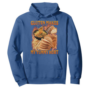 Funny Gluten Free Hoodie Gluten Makes My Tummy Hurt Vintage Bootleg Graphic TS10 Royal Blue Print Your Wear