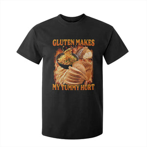 Funny Gluten Free T Shirt For Kid Gluten Makes My Tummy Hurt Vintage Bootleg Graphic TS10 Black Print Your Wear