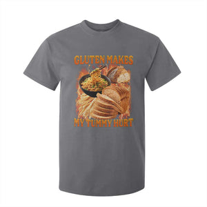 Funny Gluten Free T Shirt For Kid Gluten Makes My Tummy Hurt Vintage Bootleg Graphic TS10 Charcoal Print Your Wear