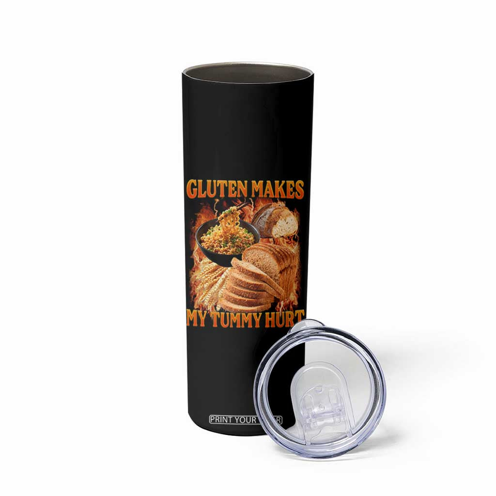 Funny Gluten Free Skinny Tumbler Gluten Makes My Tummy Hurt Vintage Bootleg Graphic TS10 Print Your Wear