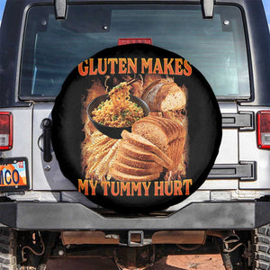 Funny Gluten Free Spare Tire Cover Gluten Makes My Tummy Hurt Vintage Bootleg Graphic TS10 No hole Black Print Your Wear