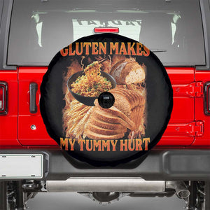 Funny Gluten Free Spare Tire Cover Gluten Makes My Tummy Hurt Vintage Bootleg Graphic TS10 Black Print Your Wear