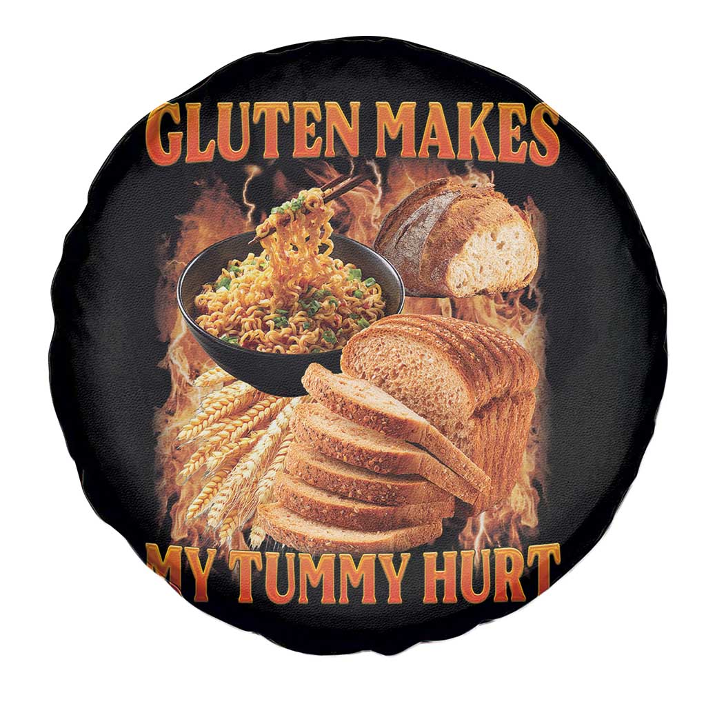 Funny Gluten Free Spare Tire Cover Gluten Makes My Tummy Hurt Vintage Bootleg Graphic TS10 Print Your Wear