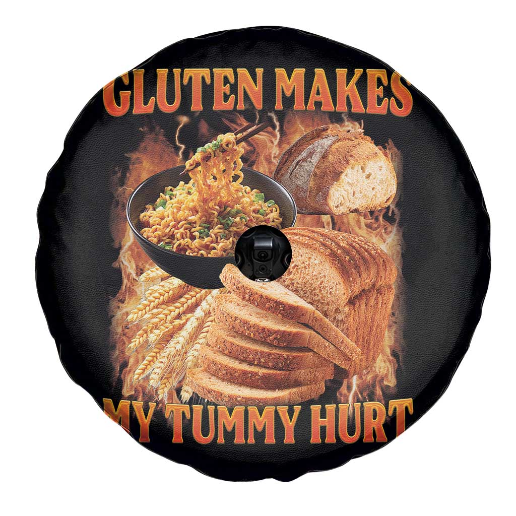 Funny Gluten Free Spare Tire Cover Gluten Makes My Tummy Hurt Vintage Bootleg Graphic TS10 Print Your Wear
