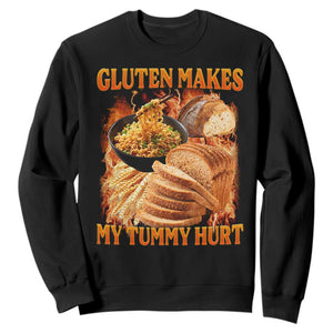 Funny Gluten Free Sweatshirt Gluten Makes My Tummy Hurt Vintage Bootleg Graphic TS10 Black Print Your Wear