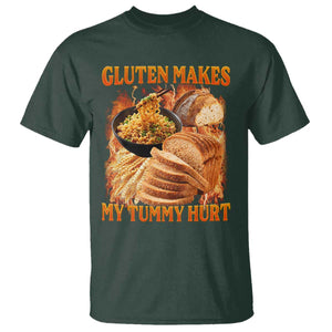 Funny Gluten Free T Shirt Gluten Makes My Tummy Hurt Vintage Bootleg Graphic TS10 Dark Forest Green Print Your Wear
