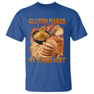 Funny Gluten Free T Shirt Gluten Makes My Tummy Hurt Vintage Bootleg Graphic TS10 Royal Blue Print Your Wear