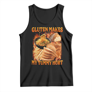 Funny Gluten Free Tank Top Gluten Makes My Tummy Hurt Vintage Bootleg Graphic TS10 Black Print Your Wear