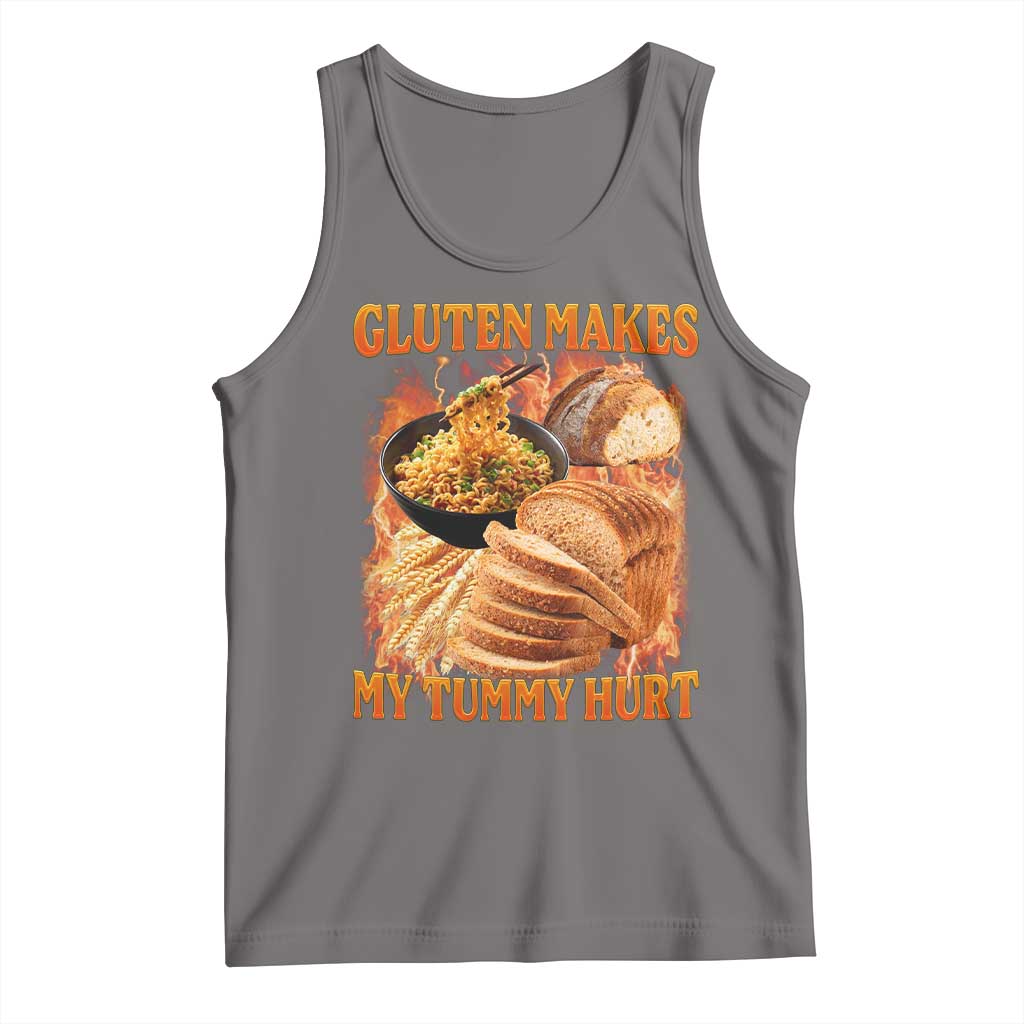 Funny Gluten Free Tank Top Gluten Makes My Tummy Hurt Vintage Bootleg Graphic TS10 Deep Heather Print Your Wear