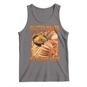 Funny Gluten Free Tank Top Gluten Makes My Tummy Hurt Vintage Bootleg Graphic TS10 Deep Heather Print Your Wear