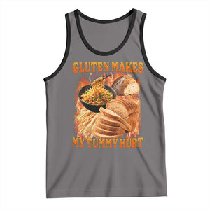 Funny Gluten Free Tank Top Gluten Makes My Tummy Hurt Vintage Bootleg Graphic TS10 Deep Heather Black Print Your Wear