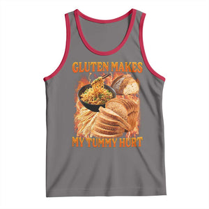 Funny Gluten Free Tank Top Gluten Makes My Tummy Hurt Vintage Bootleg Graphic TS10 Deep Heather Red Print Your Wear